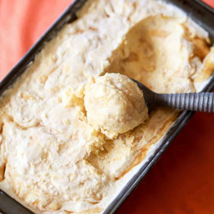 Peach Ginger Ice Cream with Rum Caramel - The Noshery