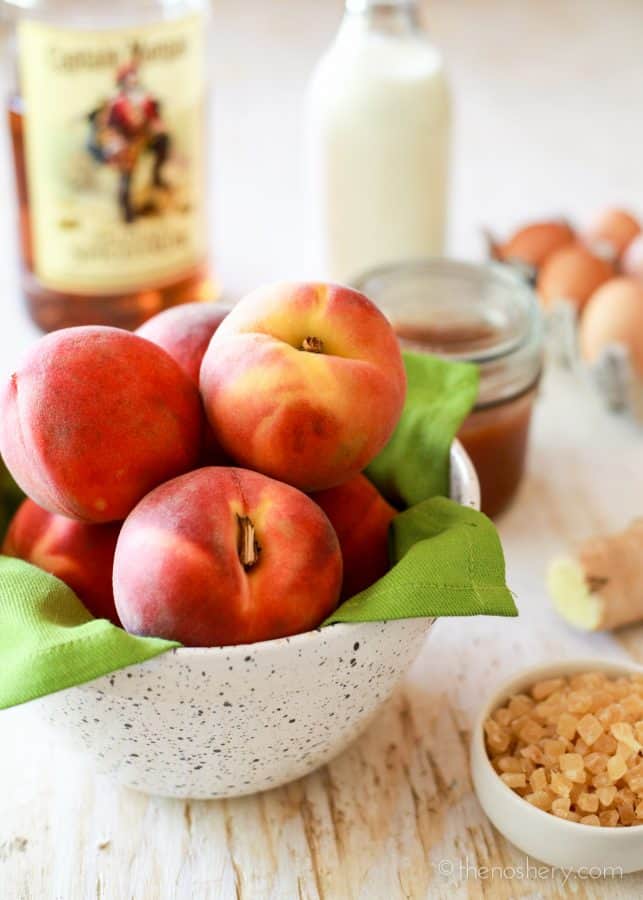 Peach Ginger Ice Cream with Rum Caramel | TheNoshery.com