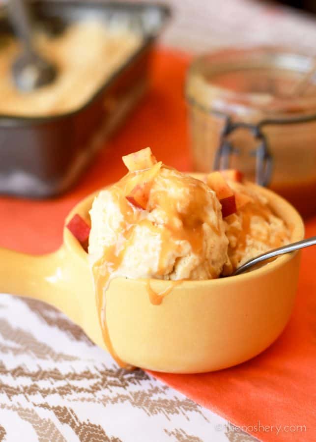 Peach Ginger Ice Cream with Rum Caramel | TheNoshery.com