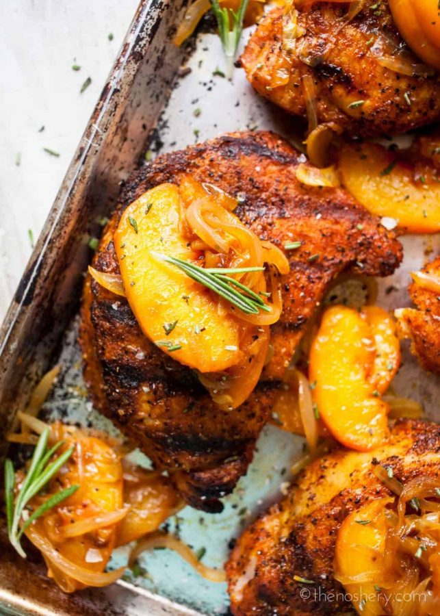 BBQ Dry Rubbed Pork Chops and Peaches | The Noshery