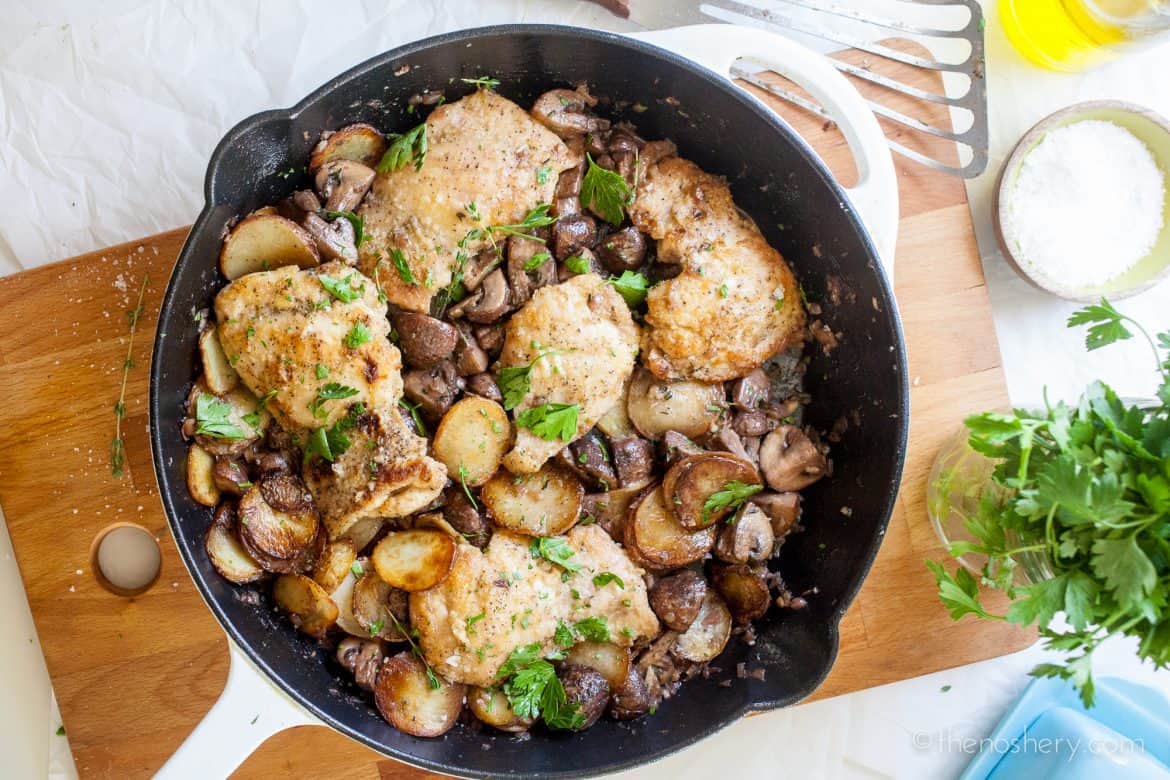 Skillet Chicken And Potatoes With Mushrooms The Noshery