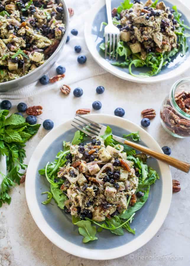 The Noshery | Blueberry and Pecan Chicken Salad with Mint Chimichurri @pompeian #AD