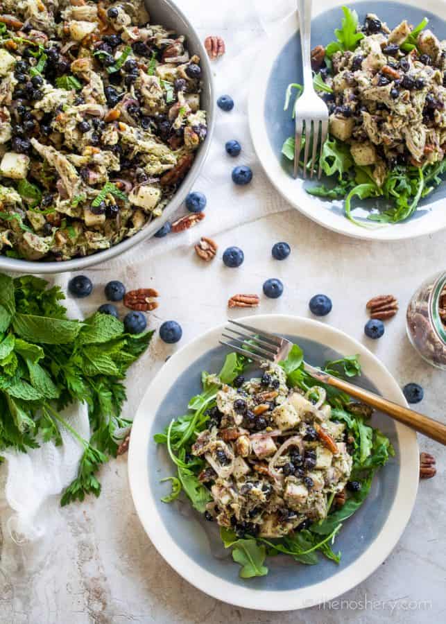 The Noshery | Blueberry and Pecan Chicken Salad with Mint Chimichurri @pompeian #AD