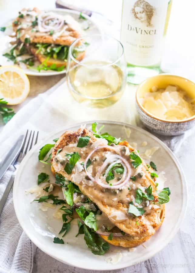 Open Faced Chicken Picatta Sandwich | TheNoshery.com