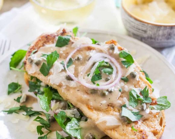 Open Faced Chicken Picatta Sandwich | TheNoshery.com