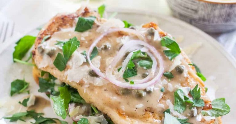 Open Faced Chicken Picatta Sandwich | TheNoshery.com