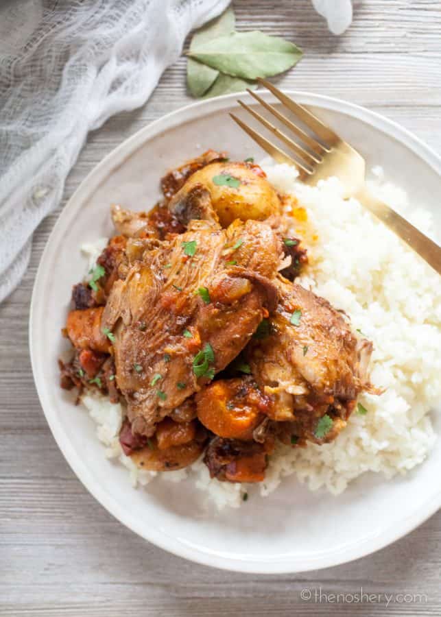 Fricase de Pollo (Chicken Fricassee) | Fricase de pollo it's a traditional Puerto Rican dish of chicken that is braised in wine with potatoes and carrots. It the kind of dish that warms your heart, fills your belly. | The Noshery