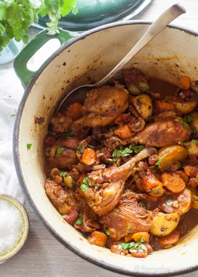 Fricase de Pollo (Chicken Fricassee) | Fricase de pollo it's a traditional Puerto Rican dish of chicken that is braised in wine with potatoes and carrots. It the kind of dish that warms your heart, fills your belly. | The Noshery