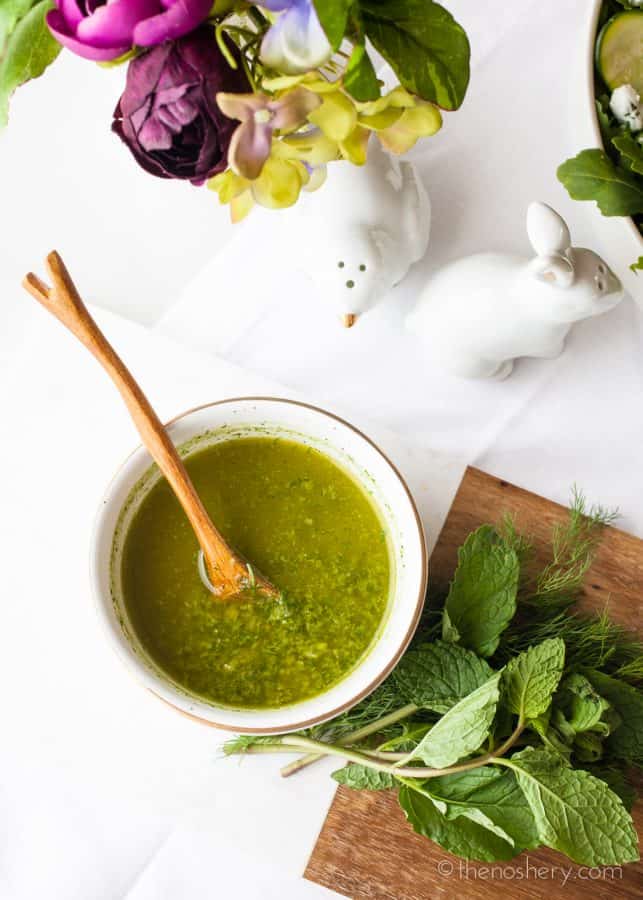 Big Green Salad with Mint Dill Vinaigrette | TheNoshery.com