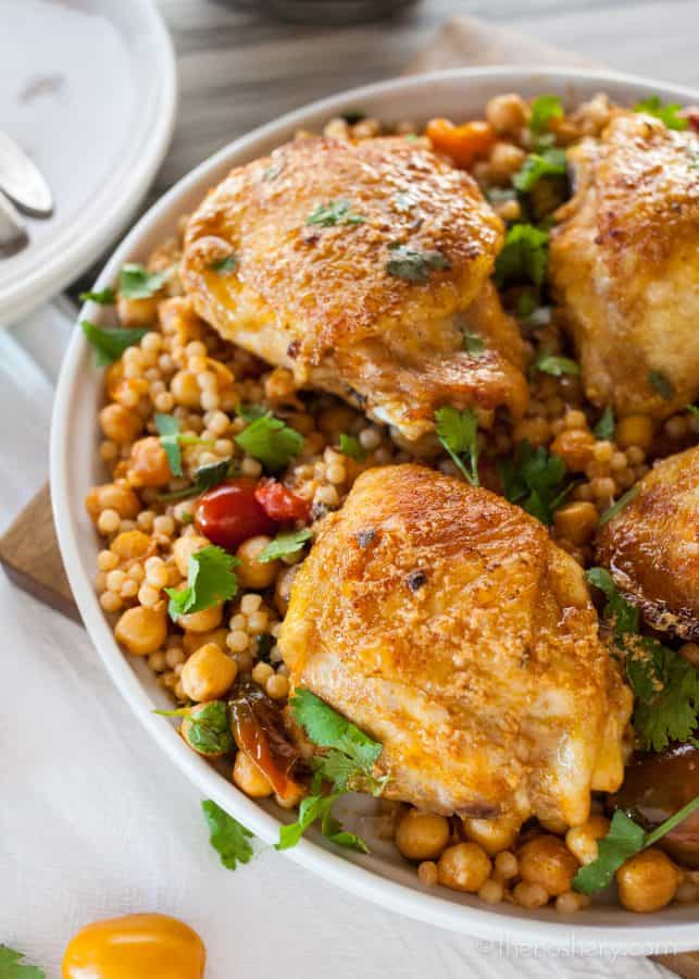 Roasted Paprika Chicken with Israeli Couscous Chickpea Salad | The Noshery