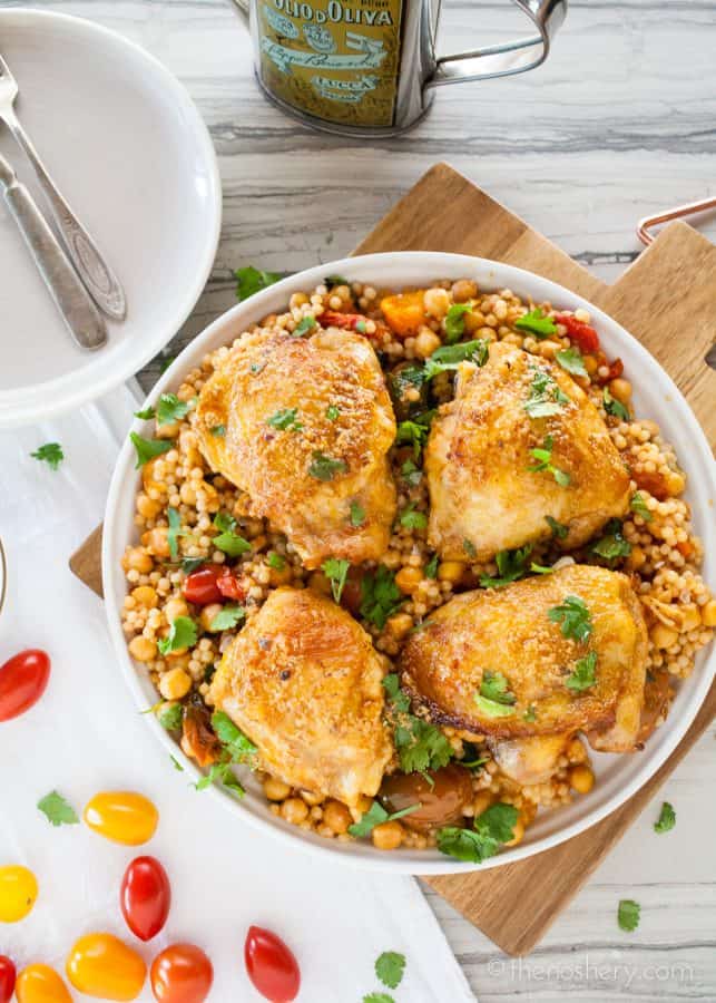 Paprika Chicken with Israeli Couscous Chickpea Salad | The Noshery