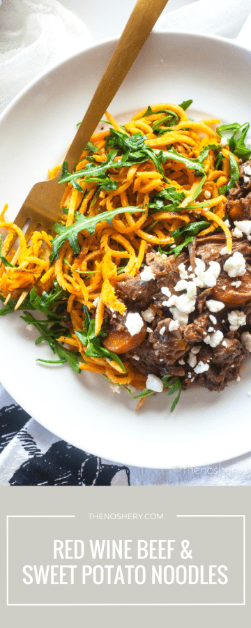 Red Wine Beef and Sweet Potato Noodles | TheNoshery.com