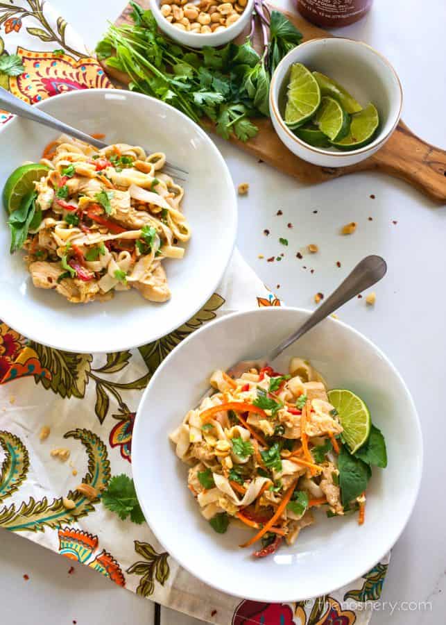 Light Thai Peanut Noodles with Chicken | TheNoshery.com