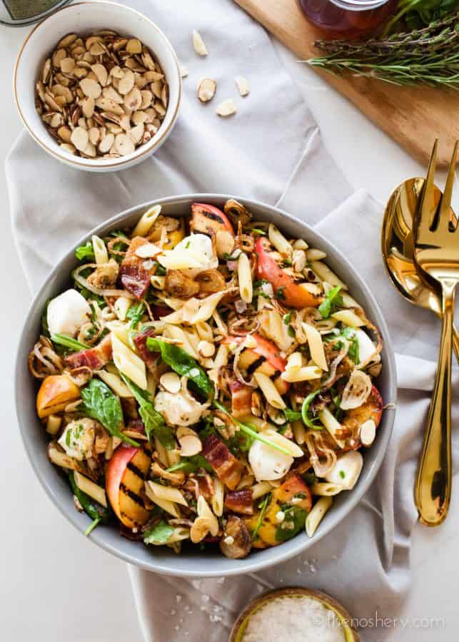 Grilled Peach Pasta Salad | TheNoshery.com