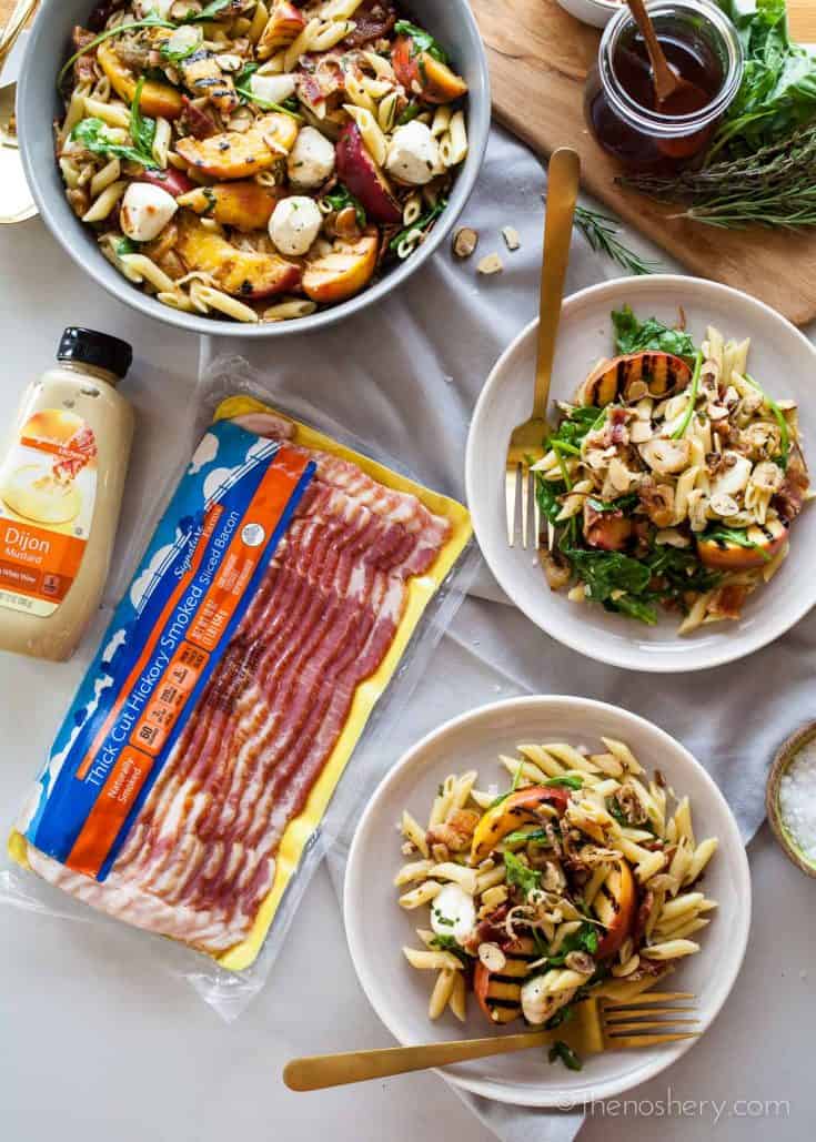 Grilled Peach Pasta Salad | TheNoshery.com