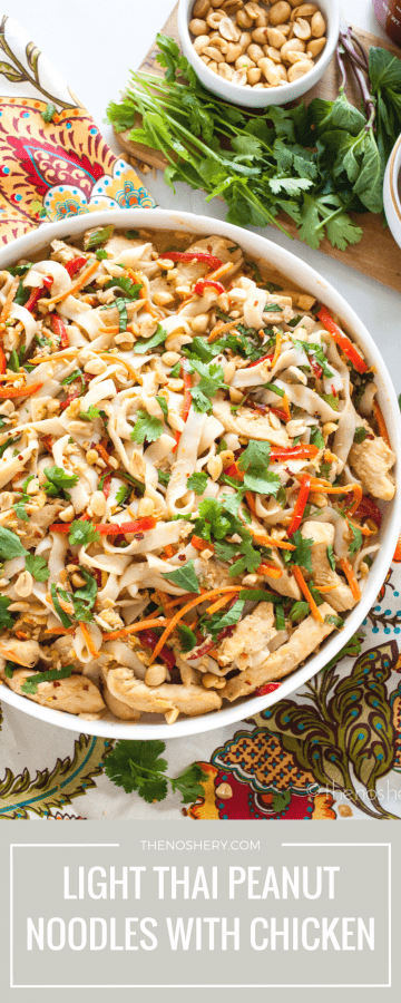 Light Thai Peanut Noodles with Chicken | Enjoy all the Thai peanut noodles flavor and none of the guilt. So easy to prepare this dish is the perfect weeknight dinner.
