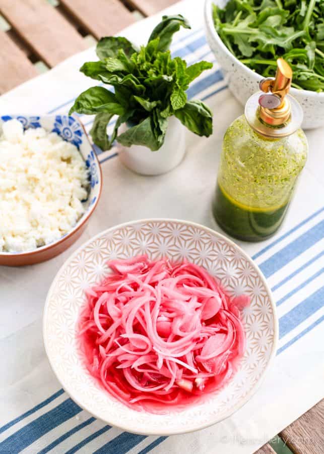 Watermelon Summer Salad with Mint Basil Vinaigrette | TheNoshery.com