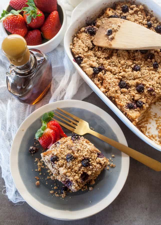 Blueberry Cinnamon Crumb Baked French Toast - The Noshery