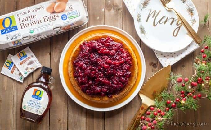 Chai Spiced Orange Flan with Cranberry Compote | Creamy cheese flan spiced with chai and orange and then topped with a sweet and tart cranberry compote. A perfect holiday dessert! | The Noshery