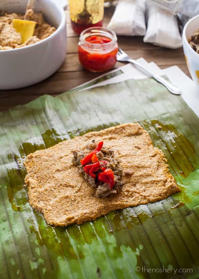 Pasteles de Masa (Puerto Rican Taro Root & Plantain Pork Pockets)