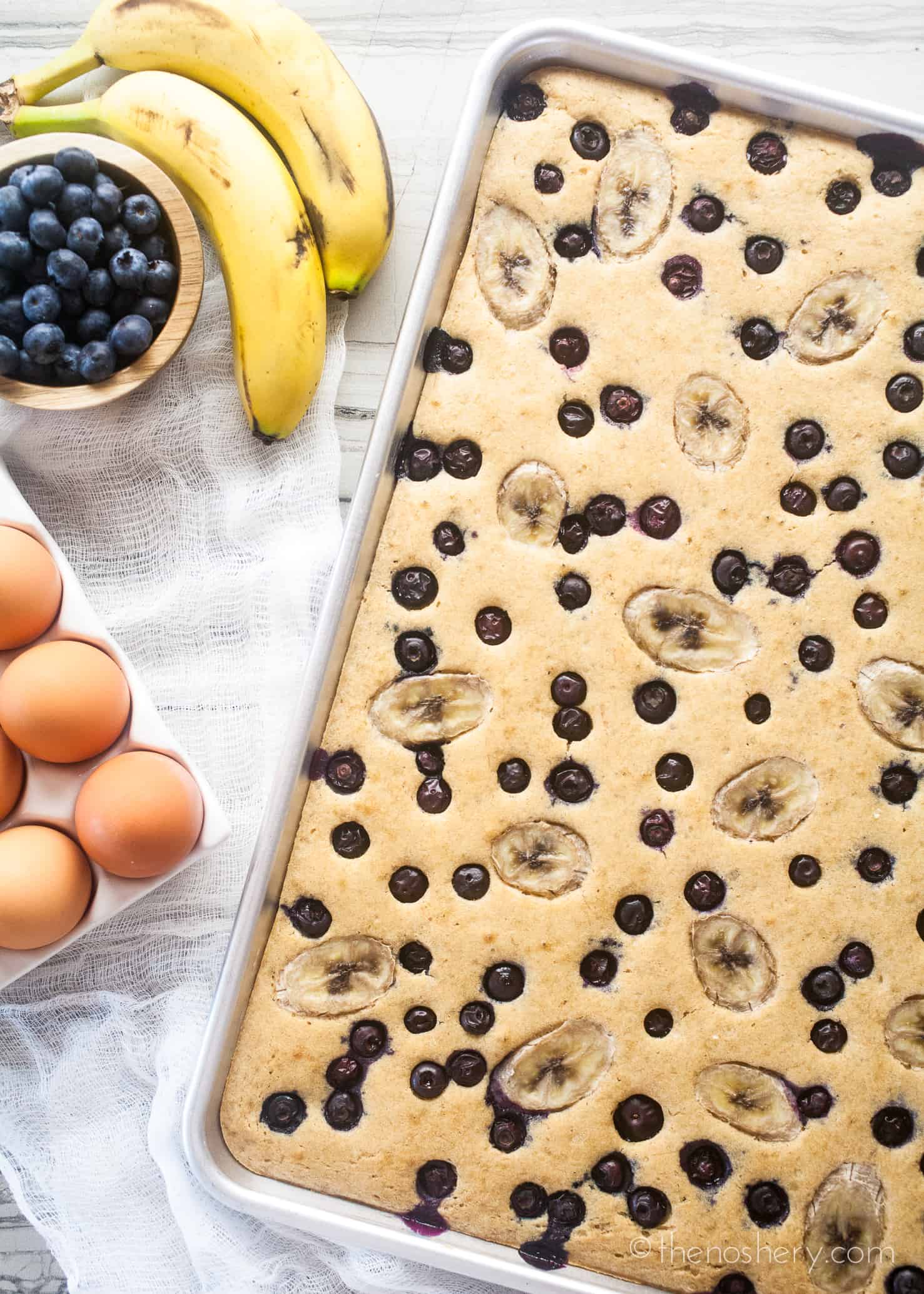 Fluffy Whole Wheat Blueberry Banana Sheet Pan Pancakes The Noshery