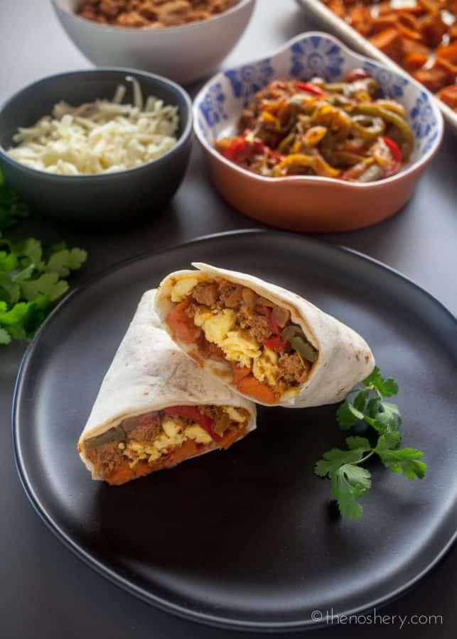 Breakfast Burrito Recipe with Turkey Chorizo and Sweet Potatoes + How to Freeze Breakfast Burritos| The Noshery