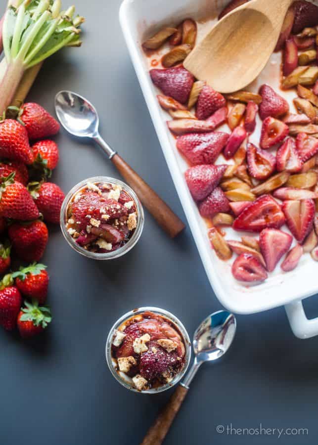 Roasted Balsamic Rhubarb and Strawberry Yogurt Parfaits | The Noshery