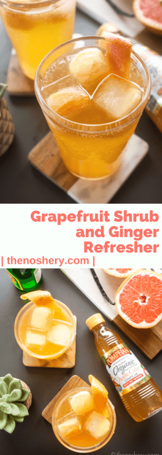 Grapefruit Shrub and Ginger Refresher | A grapefruit shrub made with apple cider vinegar is a great source of healthy bacteria, antioxidants, and vitamin C. Mix with ginger beer over ice and you have a perfect summer refresher. | The Noshery Grapefruit Shrub and Ginger Refresher | The Noshery