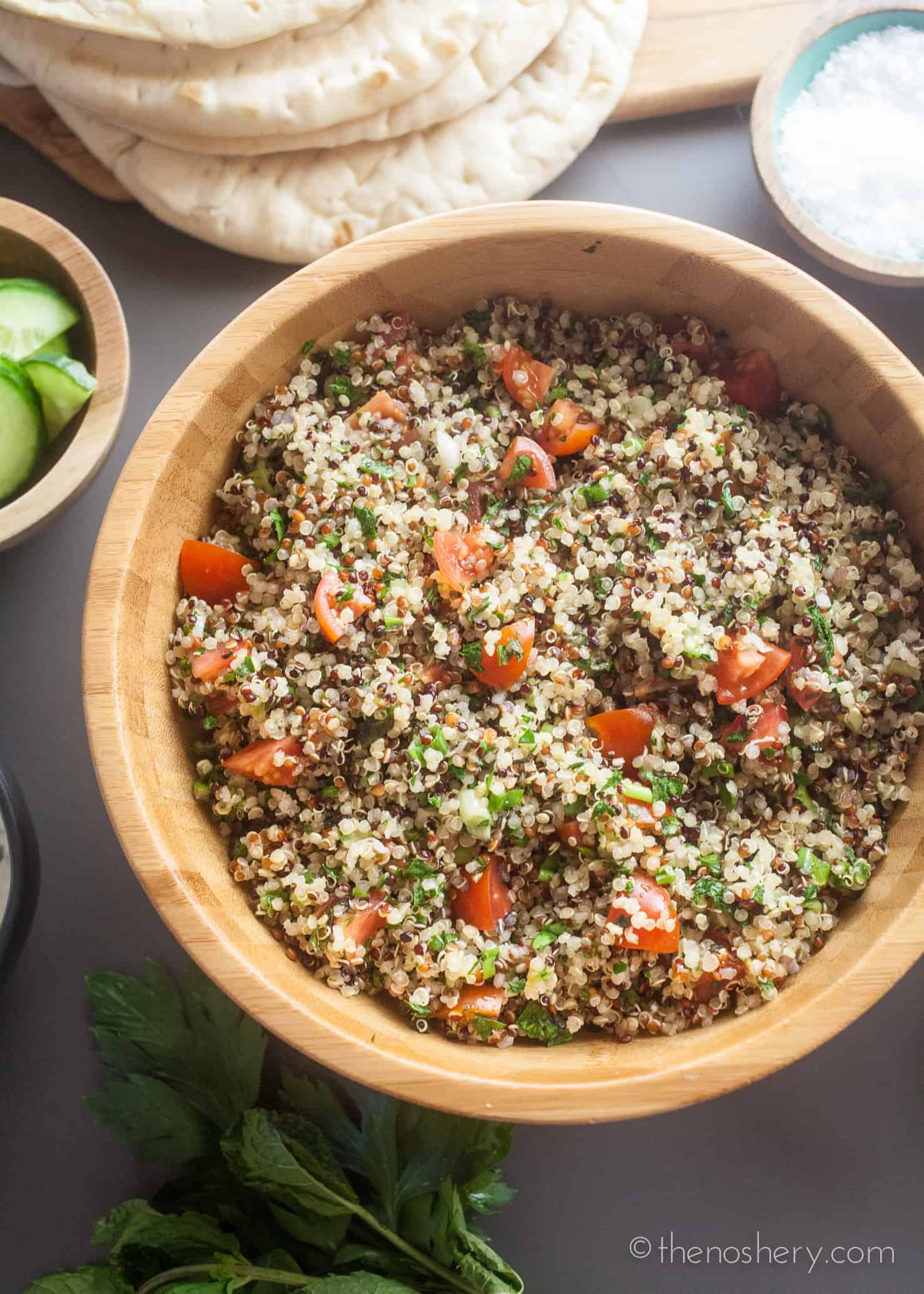 Curried Roasted Chickpeas and Quinoa Tabouleh Pita Wraps - The Noshery