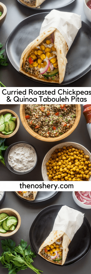 Curried Roasted Chickpeas & Quinoa Tabouleh Pita Wraps | The Noshery