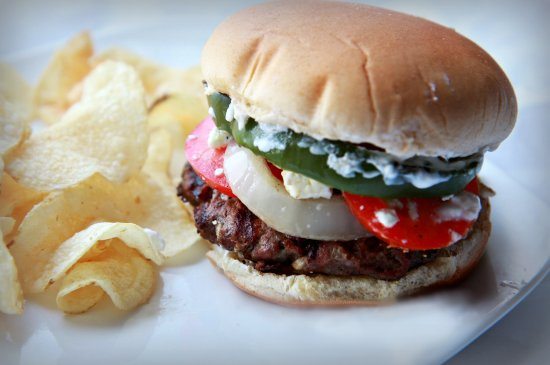 Lamb Burger with Feta Cheese & Yogurt Sauce