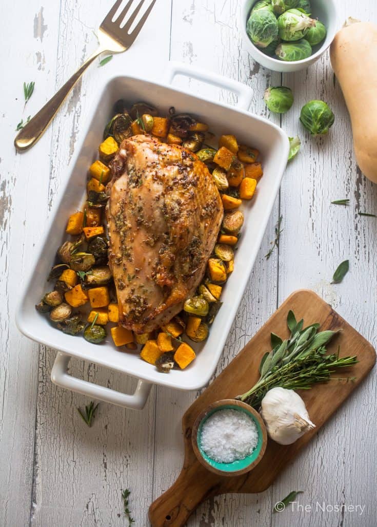 Mustard & Sage Roast Turkey Breast with Fall Vegetables - The Noshery
