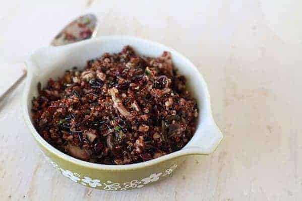Wild Rice and Quinoa Salad with Mushrooms, Cranberries and Pecans