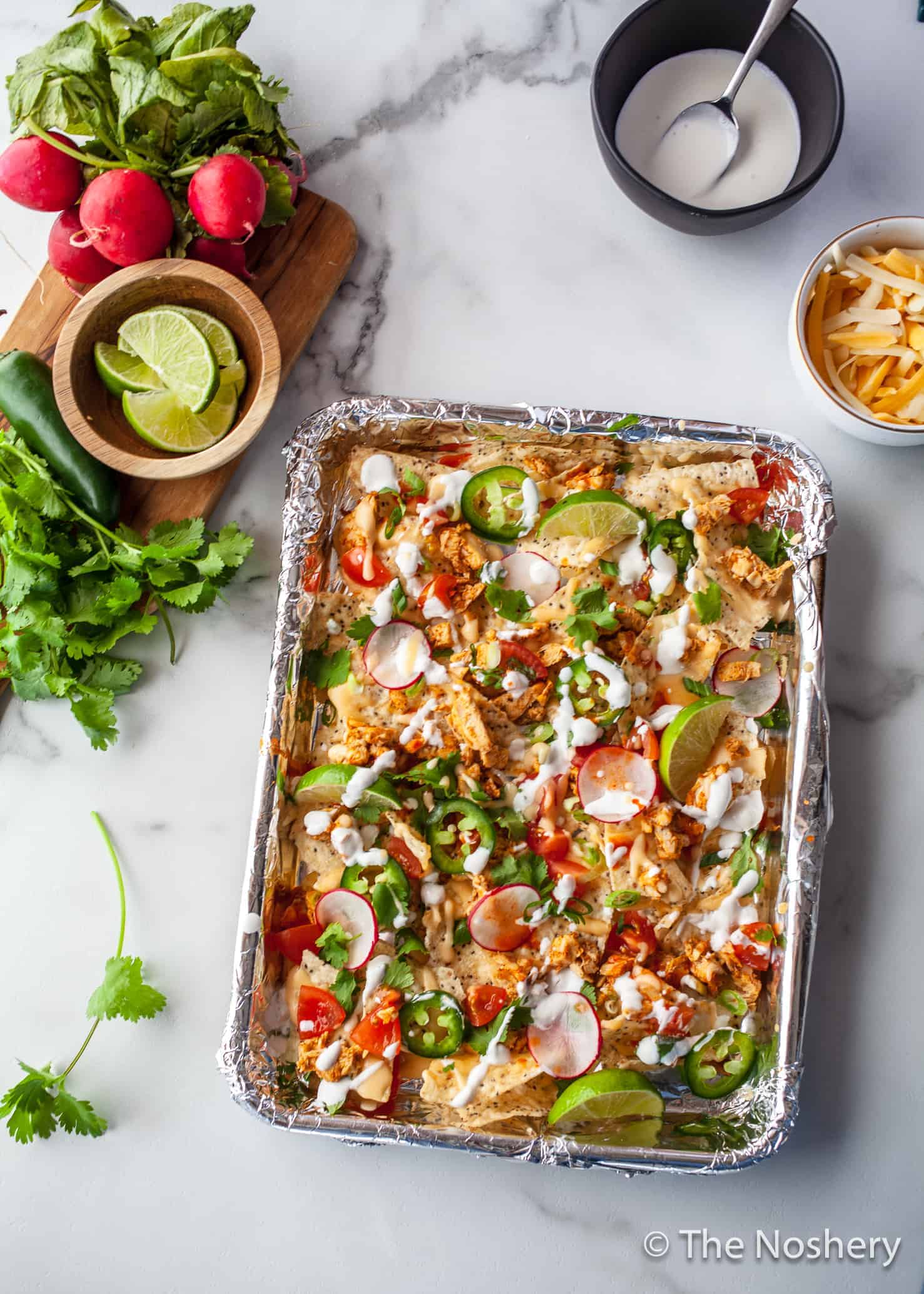 Lighter Loaded Chicken Nachos - The Noshery