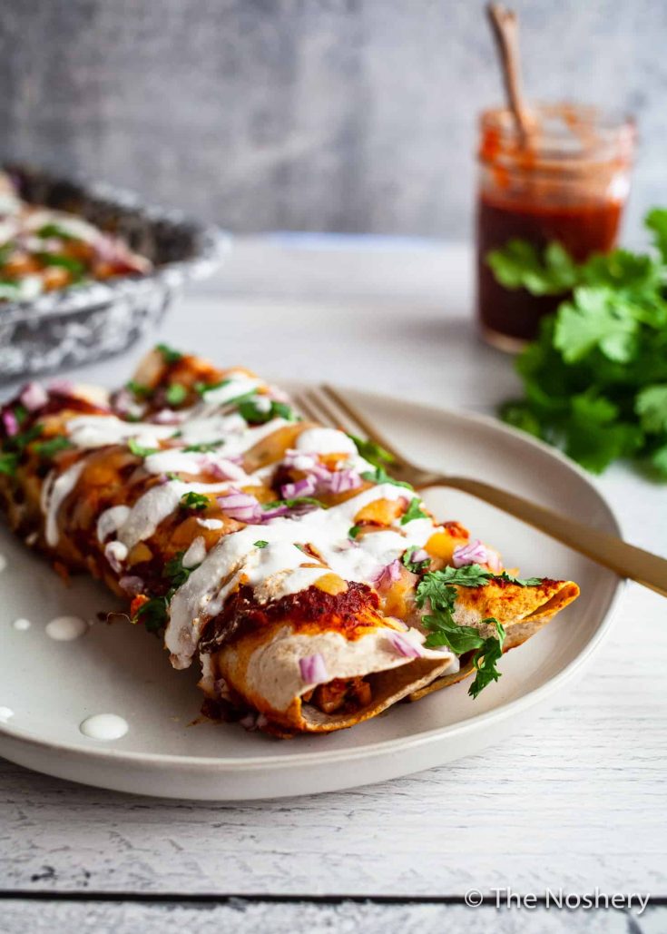 Healthy Chicken Enchiladas with Homemade Red Enchilada Sauce