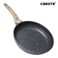 Carote 12 Inch Frying Pan PFOA Free Stone-Derived Non-Stick Coating From Switzerland, With Wood Effect Handle,Suitable For All Stove Including Induction