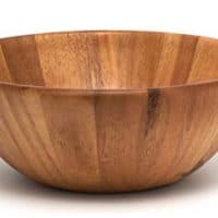 Lipper International 1154 Acacia Round Flair Serving Bowl for Fruits or Salads, Large, 12" Diameter x 4.5" Height, Single Bowl