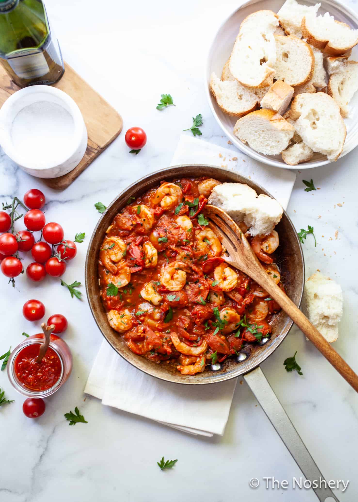 harissa prawn skillet spicy North African tomato one pan 15 minutes dinner easy quick