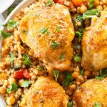 Paprika Chicken with Israeli Couscous Chickpea Salad | The Noshery