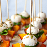 Mozzarella, Prosciutto, and Pickled Peach Appetizer Skewers | The Noshery