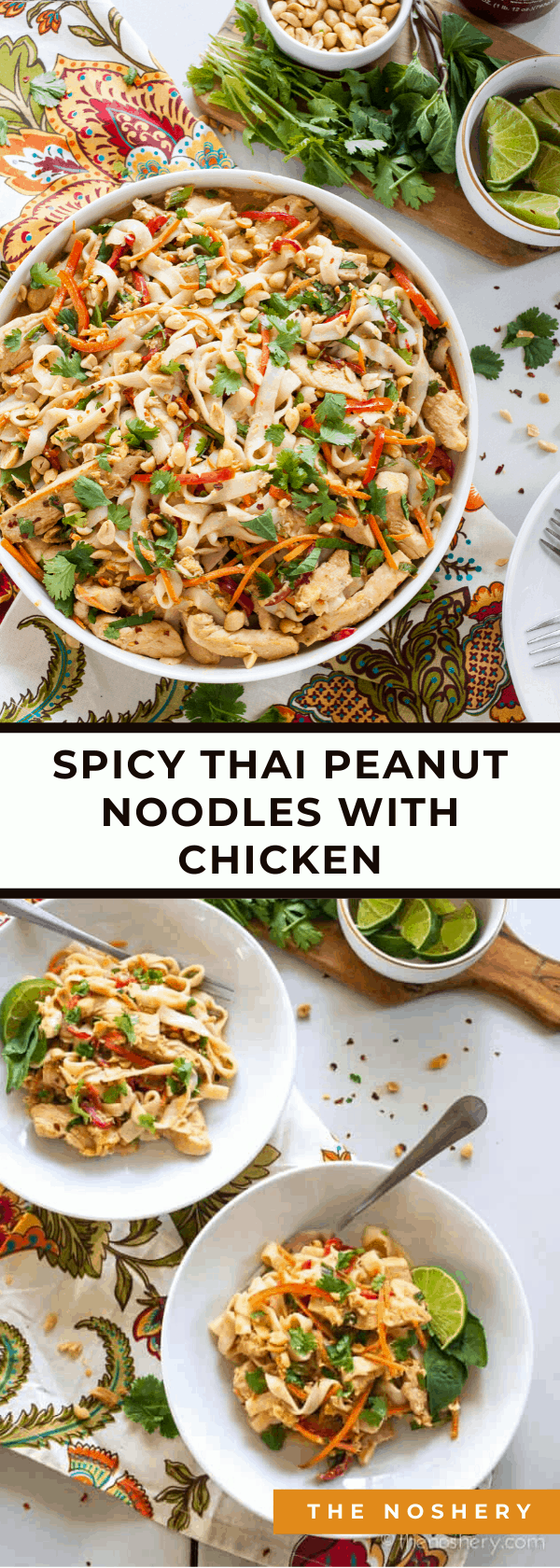 Spicy Thai Peanut Noodles with Chicken - The Noshery