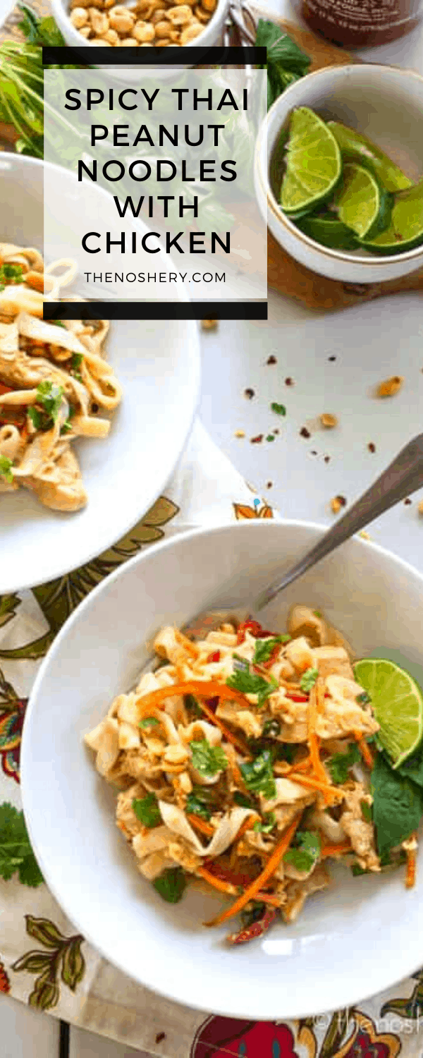 Spicy Thai Peanut Noodles with Chicken - The Noshery